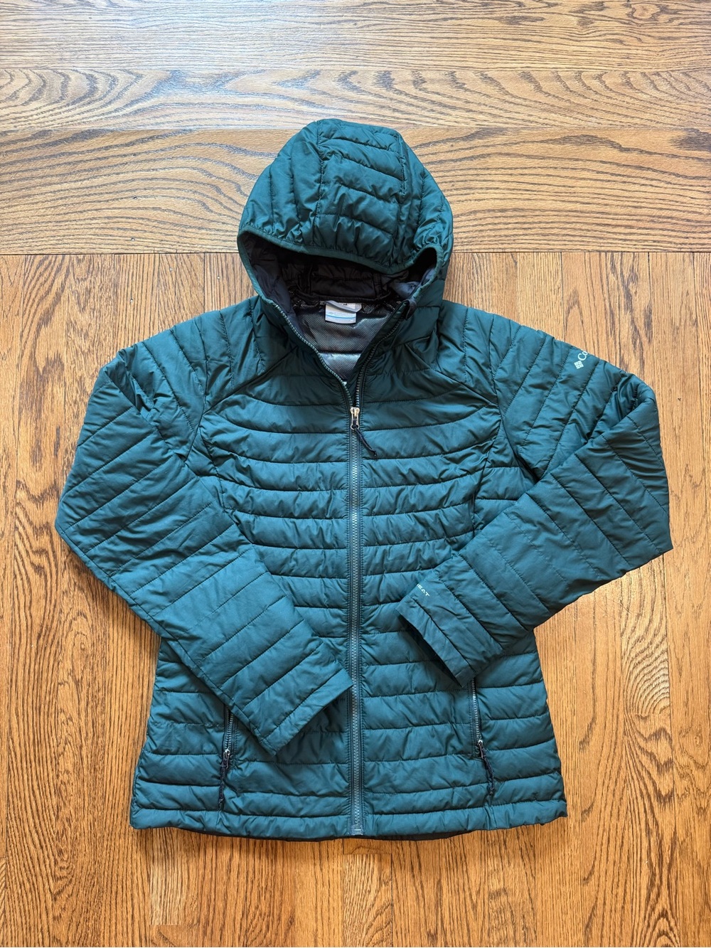 Columbia Omni-Heat Hooded Puffer Jacket Green Women’s M